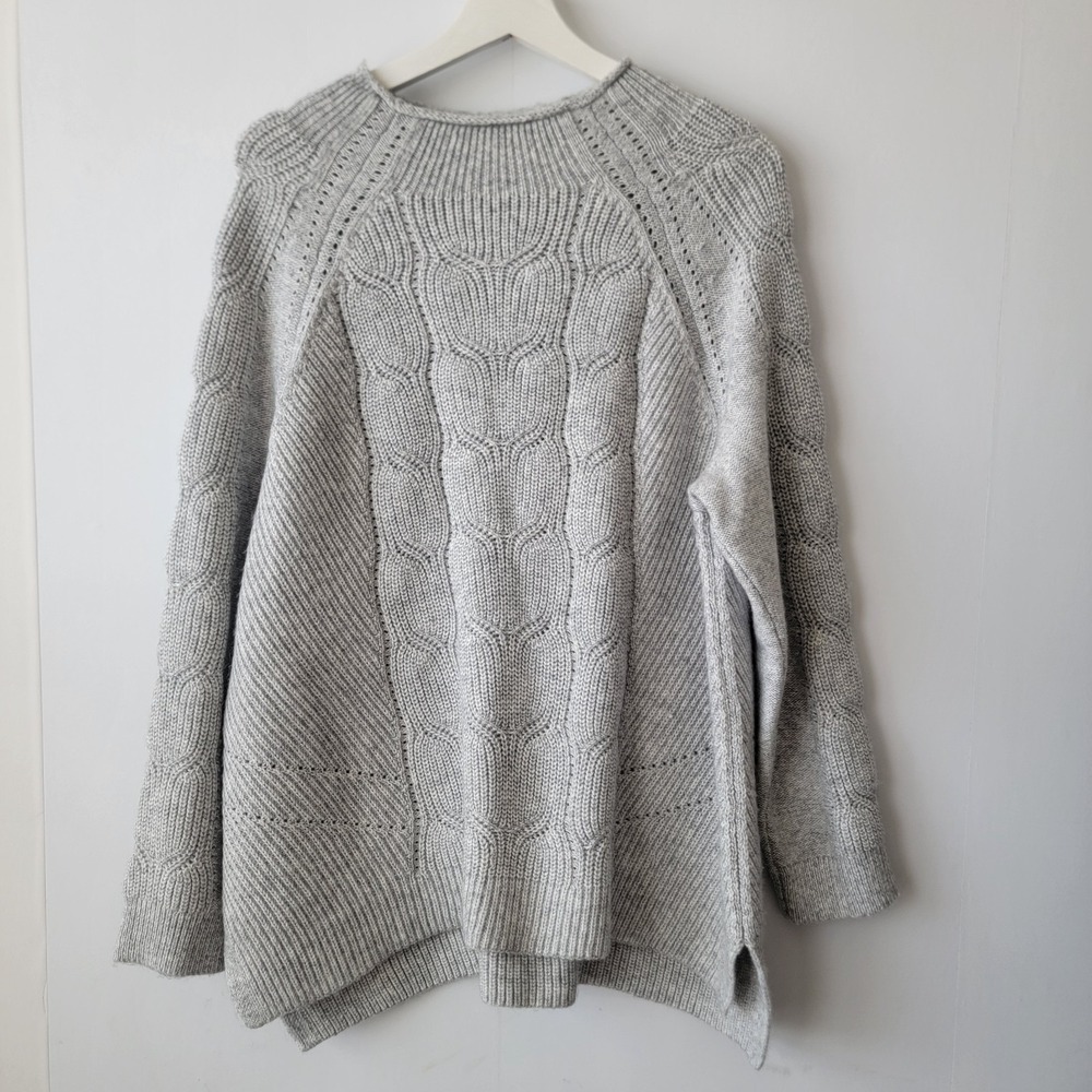 Talbots women's gray cable-knit pullover sweater sz 1X Funnel Neck cozy Classic